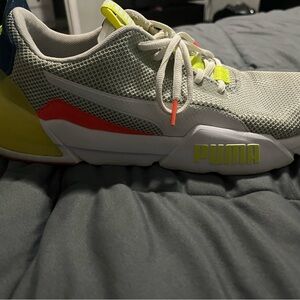 Puma White and Neon Sneakers